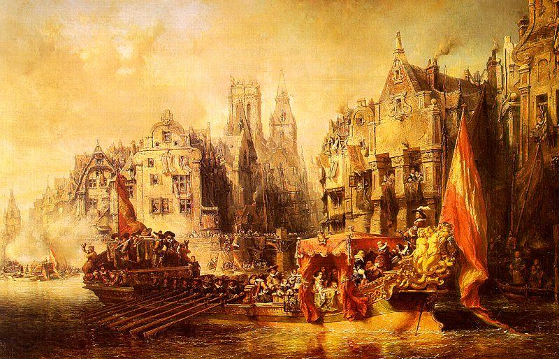  Eugene Isabey Arrival of the Duke of Alba at Rotterdam in 1567 Norge oil painting art
